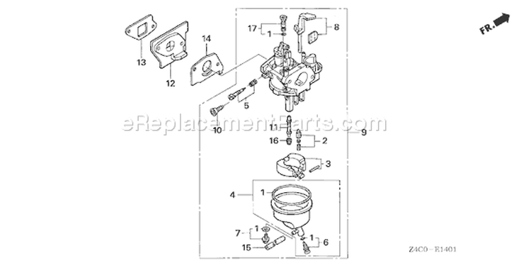 Page C Diagram and Parts List for GXH50U Type VSW4 - VIN# GCAFK-1000001 Honda Engine