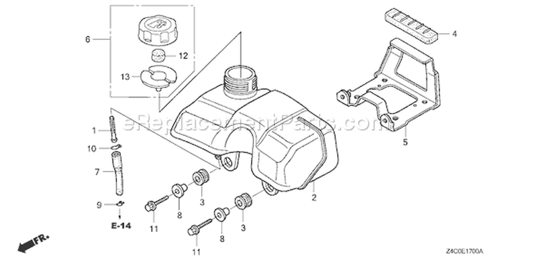 Page J Diagram and Parts List for GXH50U Type QEBU - VIN# GCAFK-1000001 Honda Engine