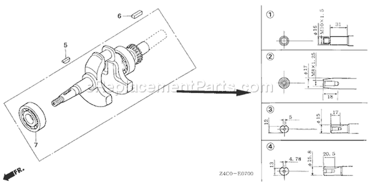 Page F Diagram and Parts List for GXH50U Type QEBU - VIN# GCAFK-1000001 Honda Engine