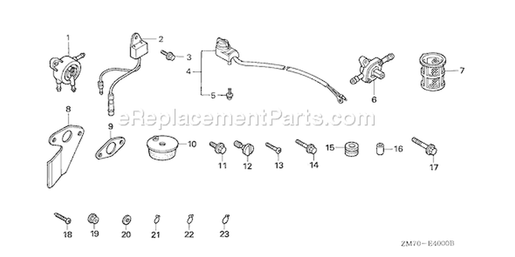 Page M Diagram and Parts List for GXH50 Type QHAB - VIN# GCAL-1500001-9999999 Honda Engine
