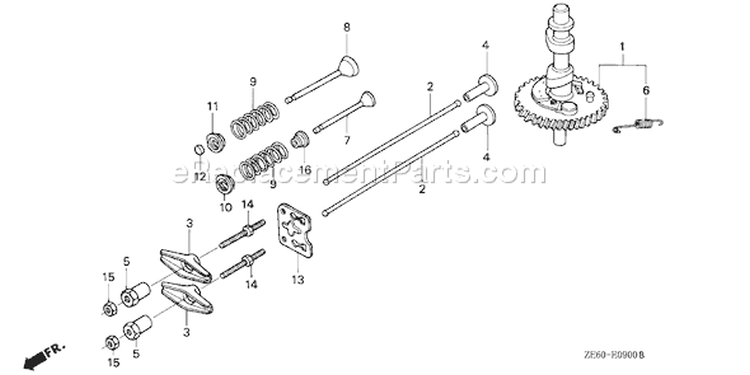 Page B Diagram and Parts List for GXV120 Type A1 - VIN# -6000001-9999999 Honda Engine