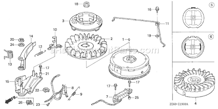 Page J Diagram and Parts List for GXV120 Type A1 - VIN# -6000001-9999999 Honda Engine
