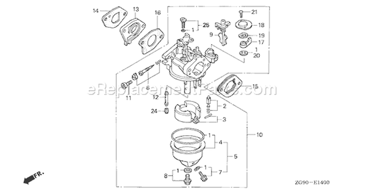 Page C Diagram and Parts List for GXV140 Type A1B - VIN# GJAB-6000001-7999999 Honda Engine