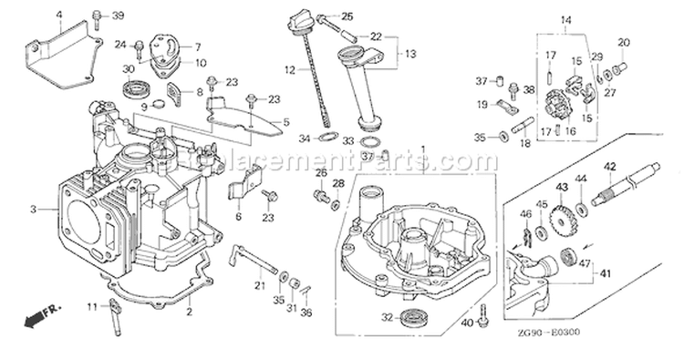 Page F Diagram and Parts List for GXV140 Type A1B - VIN# GJAB-6000001-7999999 Honda Engine