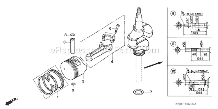 Page E Diagram and Parts List for GXV160A1 Type A12 - VIN# GJAJA-1000001-9999999 Honda Engine