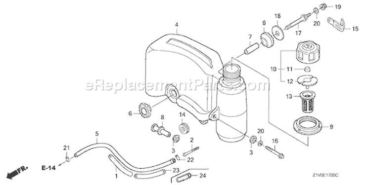Page J Diagram and Parts List for GXV160H2 Type T1AH - VIN# GJAAH-1000001-9999999 Honda Engine