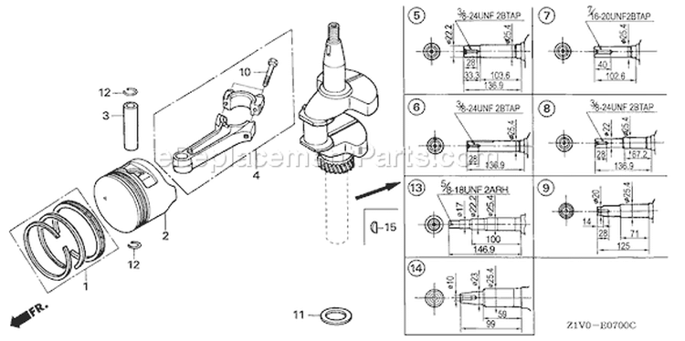 Page E Diagram and Parts List for GXV160H2 Type T1AH - VIN# GJAAH-1000001-9999999 Honda Engine