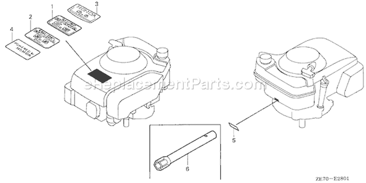 Page J Diagram and Parts List for GXV160K1 Type A1T - VIN# GJ03-6100001-7999999 Honda Engine