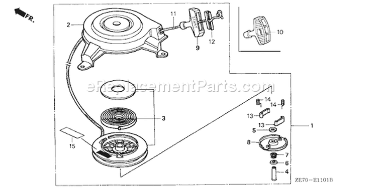 Page L Diagram and Parts List for GXV160K1 Type A1T - VIN# GJ03-6100001-7999999 Honda Engine