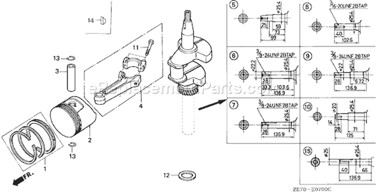 Page E Diagram and Parts List for GXV160 Type A1L2 - VIN# GJ03-1000001-1366578 Honda Engine