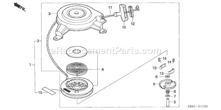 Page L Diagram and Parts List for GXV160UA1 Type A12 - VIN# GJAHA-1000001 Honda Engine