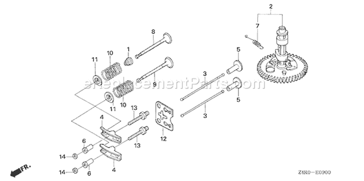 Page B Diagram and Parts List for GXV160UA1 Type A12 - VIN# GJAHA-1000001 Honda Engine
