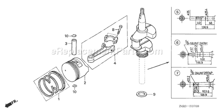 Page E Diagram and Parts List for GXV160UA1 Type A12 - VIN# GJAHA-1000001 Honda Engine