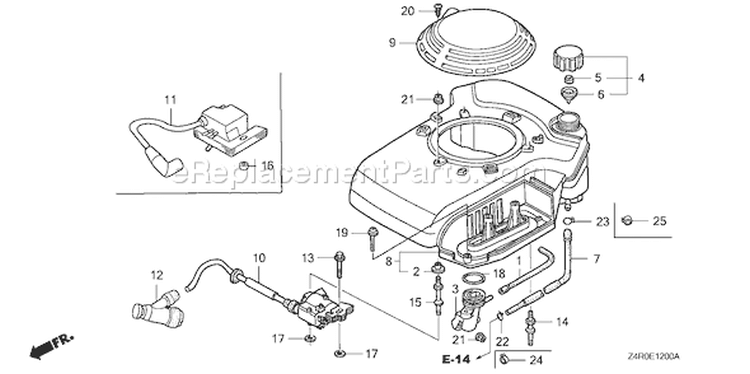 Page H Diagram and Parts List for GXV160UA1 Type A12 - VIN# GJAHA-1000001 Honda Engine