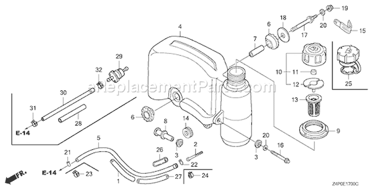 Page J Diagram and Parts List for GXV160UH2 Type N1MH - VIN# GJABH-1000001 Honda Engine