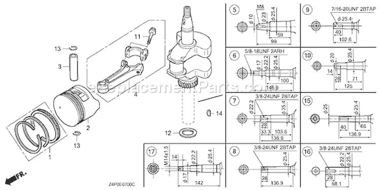 Page E Diagram and Parts List for GXV160UH2 Type N1MH - VIN# GJABH-1000001 Honda Engine