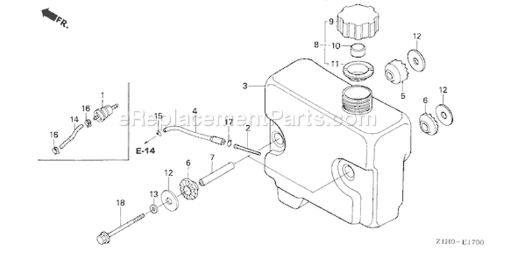 Page J Diagram and Parts List for GXV340A2 Type DA2 - VIN# GJADA-1000001-9999999 Honda Engine