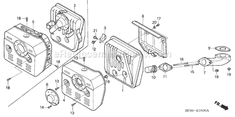 Page K Diagram and Parts List for GXV340K1 Type DAP2 - VIN# GJ02-1100001-5999999 Honda Engine