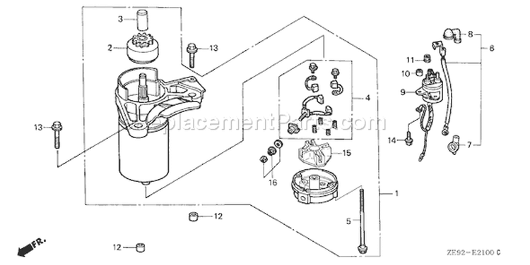 Page O Diagram and Parts List for GXV340K2 Type DAS - VIN# GJ02-6000001-9999999 Honda Engine