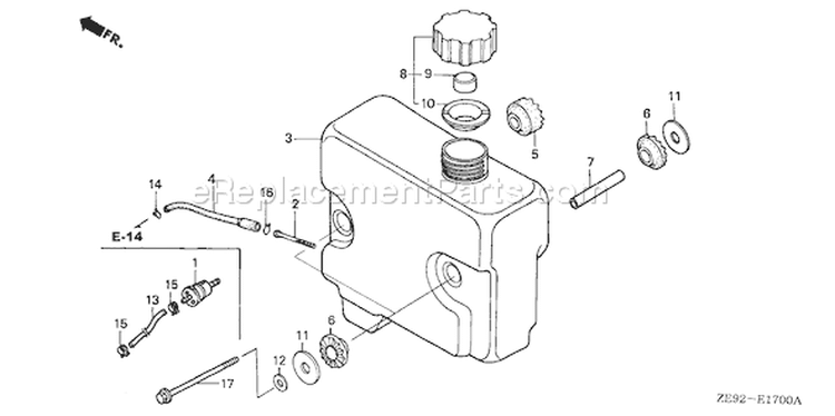 Page J Diagram and Parts List for GXV340K2 Type DA2 - VIN# GJ02-6000001-9999999 Honda Engine