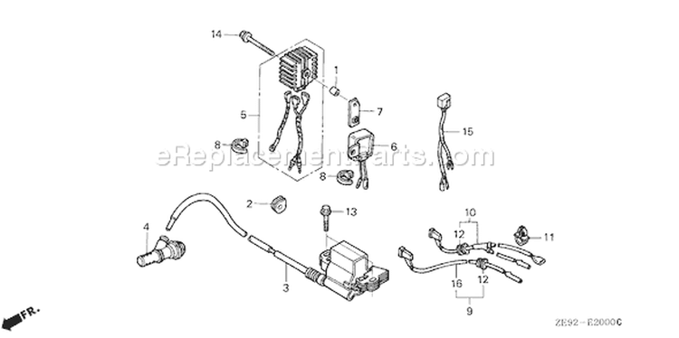 Page K Diagram and Parts List for GXV340K2 Type DA2 - VIN# GJ02-6000001-9999999 Honda Engine