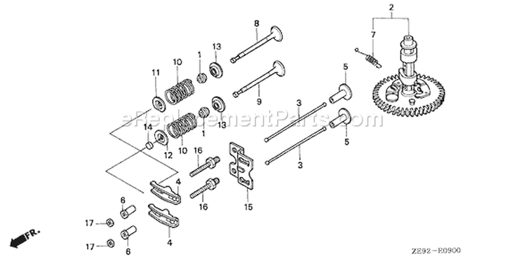 Page B Diagram and Parts List for GXV340K2 Type DA2 - VIN# GJ02-6000001-9999999 Honda Engine