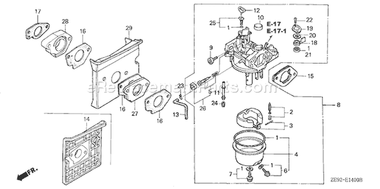 Page C Diagram and Parts List for GXV340K2 Type DA2 - VIN# GJ02-6000001-9999999 Honda Engine