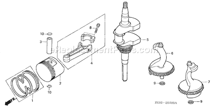 Page E Diagram and Parts List for GXV340K2 Type DA2 - VIN# GJ02-6000001-9999999 Honda Engine