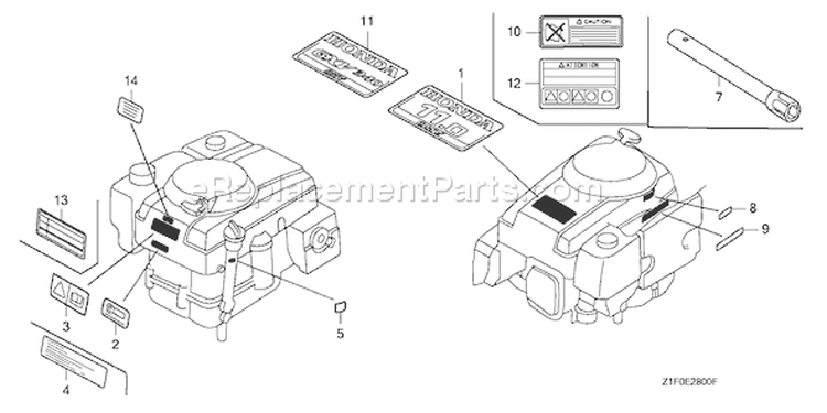 Page K Diagram and Parts List for GXV340T2 Type DP23 - VIN# GEABT-1000001 Honda Engine