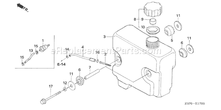 Page J Diagram and Parts List for GXV340UA2 Type DA23 - VIN# GJAMA-1000001-9999999 Honda Engine