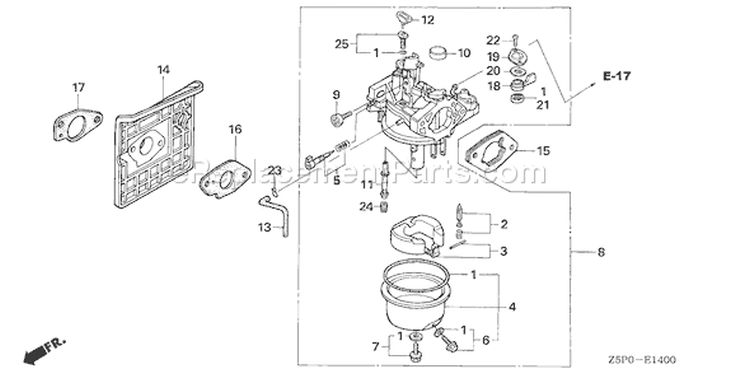 Page C Diagram and Parts List for GXV340UA2 Type DA23 - VIN# GJAMA-1000001-9999999 Honda Engine