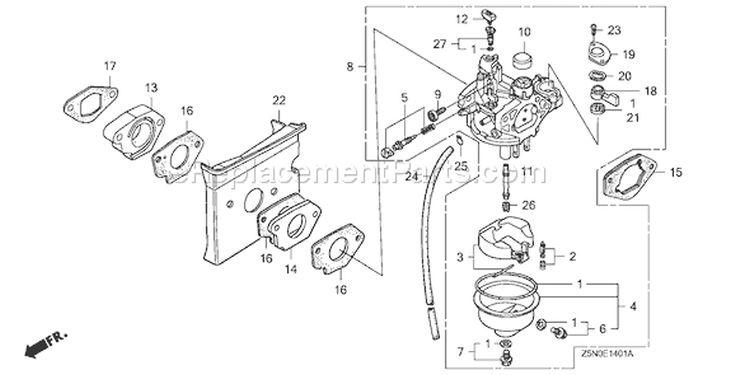 Page C Diagram and Parts List for GXV340RT2 Type DM33 - VIN# GJACT-1000001 Honda Engine