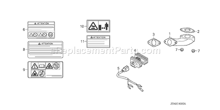Page O Diagram and Parts List for GXV340RT2 Type DA23 - VIN# GJACT-1000001 Honda Engine