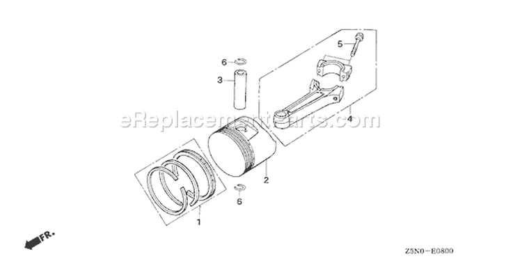 Page P Diagram and Parts List for GXV340RT2 Type DA23 - VIN# GJACT-1000001 Honda Engine
