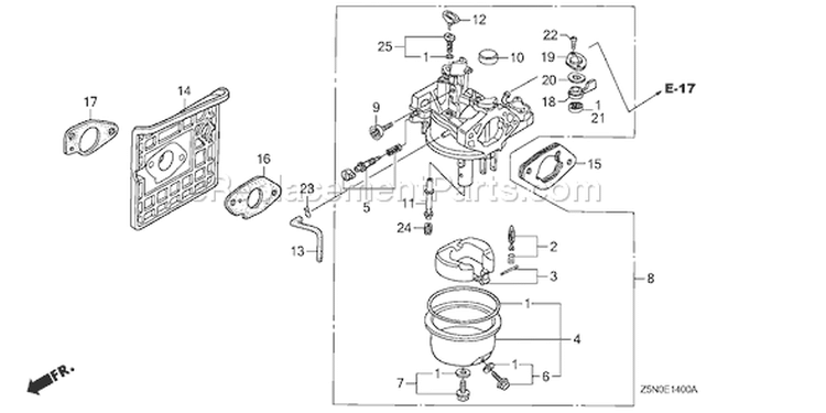 Page C Diagram and Parts List for GXV340RT2 Type DA23 - VIN# GJACT-1000001 Honda Engine