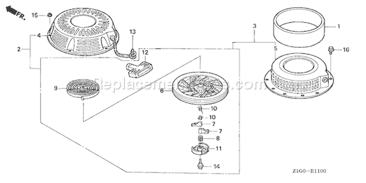 Page O Diagram and Parts List for GXV390A1 Type DET3 - VIN# GJAGA-1000001-9999999 Honda Engine