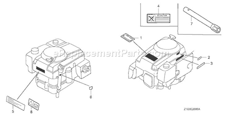 Page L Diagram and Parts List for GXV390A1 Type DET3 - VIN# GJAGA-1000001-9999999 Honda Engine