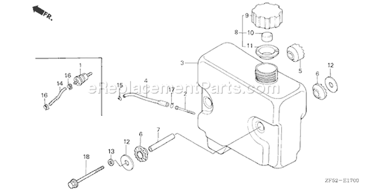 Page J Diagram and Parts List for GXV390K1 Type DET3 - VIN# GJAA-6000001-9999999 Honda Engine