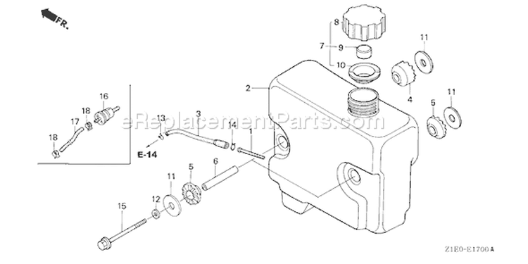 Page J Diagram and Parts List for GXV390T1 Type DETR - VIN# GJAAT-1000001-9999999 Honda Engine