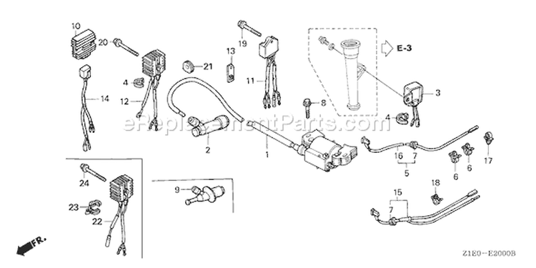 Page J Diagram and Parts List for GXV390T1 Type DP23 - VIN# GEAAT-1000001 Honda Engine