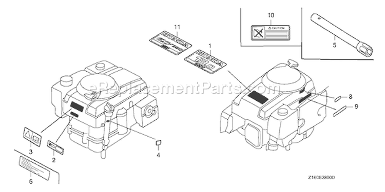 Page K Diagram and Parts List for GXV390T1 Type DP23 - VIN# GEAAT-1000001 Honda Engine