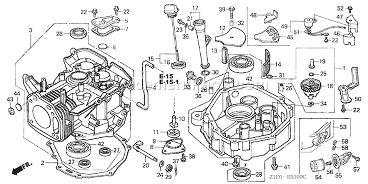 Page F Diagram and Parts List for GXV390T1 Type DP23 - VIN# GEAAT-1000001 Honda Engine