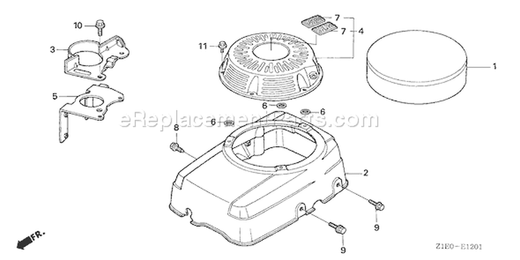 Page H Diagram and Parts List for GXV390T1 Type DP23 - VIN# GEAAT-1000001 Honda Engine