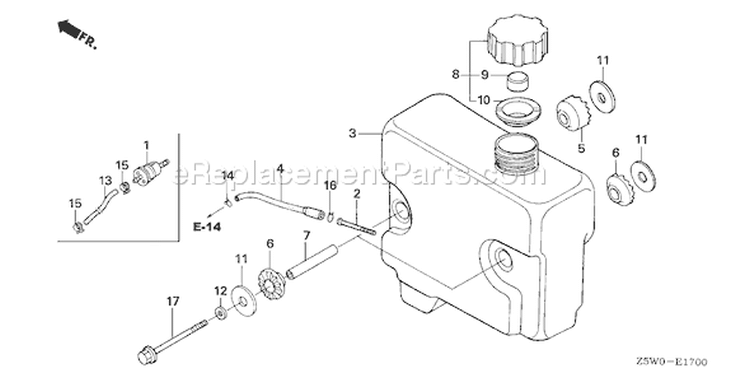 Page J Diagram and Parts List for GXV390UA1 Type DETR - VIN# GJANA-1000001-9999999 Honda Engine