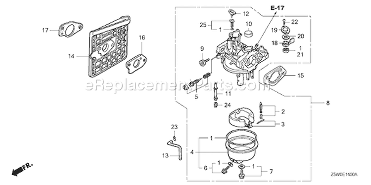 Page C Diagram and Parts List for GXV390UA1 Type DETR - VIN# GJANA-1000001-9999999 Honda Engine