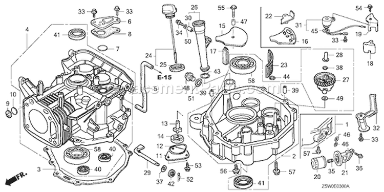 Page F Diagram and Parts List for GXV390UA1 Type DETR - VIN# GJANA-1000001-9999999 Honda Engine