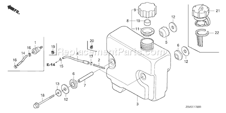Page J Diagram and Parts List for GXV390UT1 Type DFWT - VIN# GJADT-1000001 Honda Engine