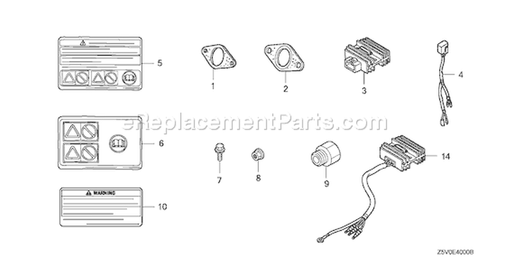 Page N Diagram and Parts List for GXV390UT1 Type DFWT - VIN# GJADT-1000001 Honda Engine