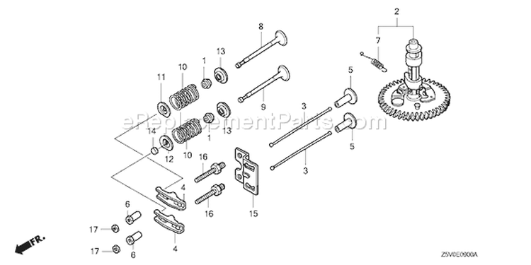 Page B Diagram and Parts List for GXV390UT1 Type DFWT - VIN# GJADT-1000001 Honda Engine