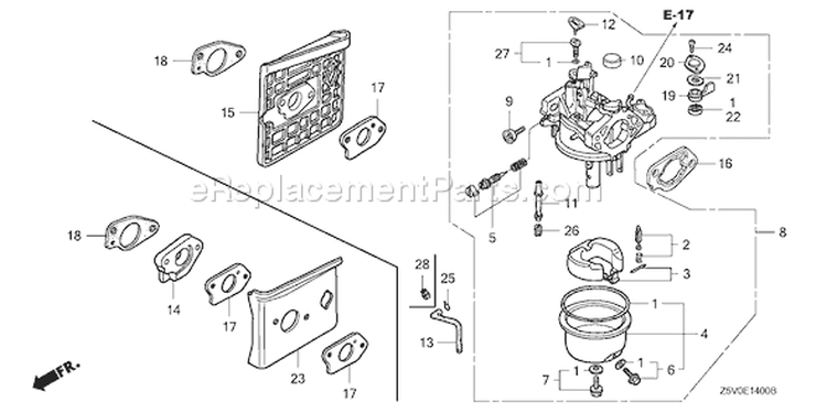 Page C Diagram and Parts List for GXV390UT1 Type DFWT - VIN# GJADT-1000001 Honda Engine